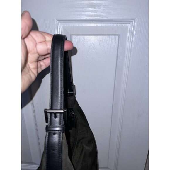 COACH Neoprene Nylon Dark Green Leather Handle Satchel Handbag - Picture 8 of 16